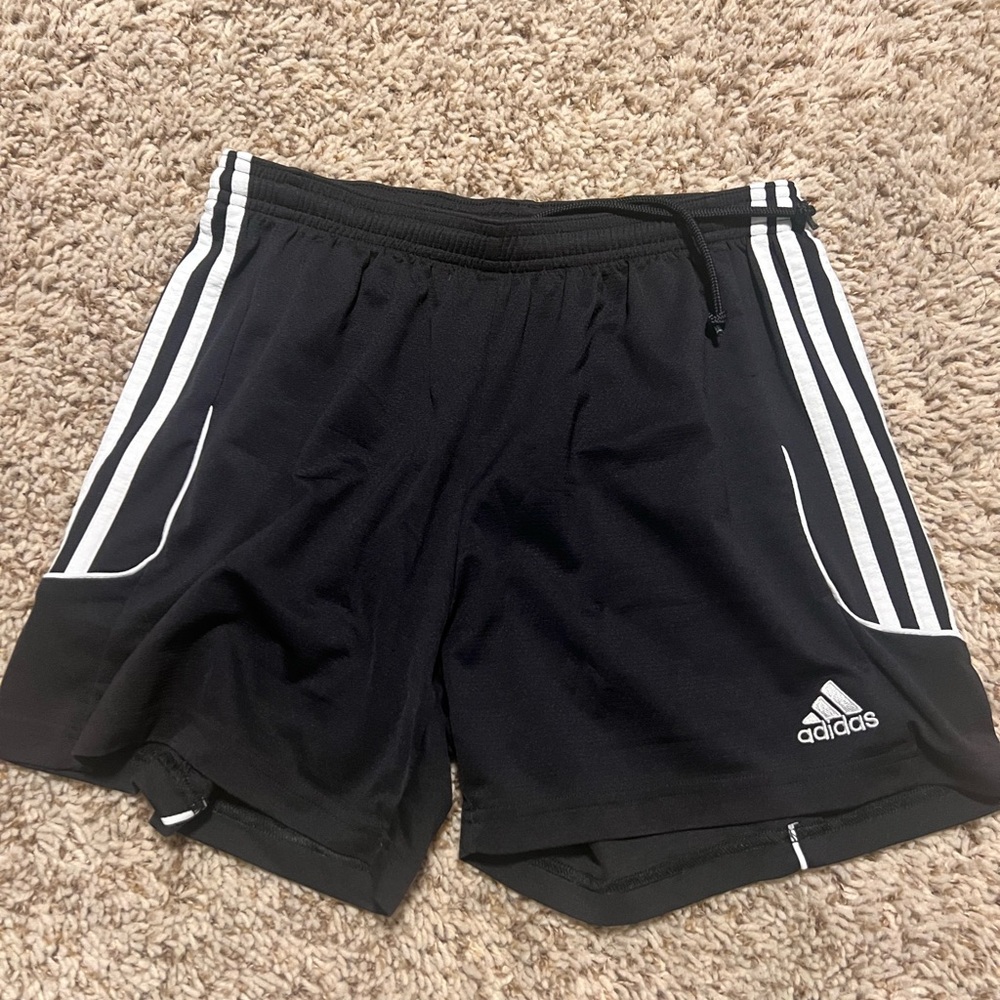 Adidas Men's Black and White Athletic Shorts